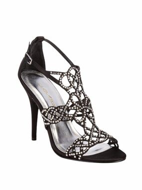 Caparros Armani Black Dress Satin Heels; Size 5 NWT